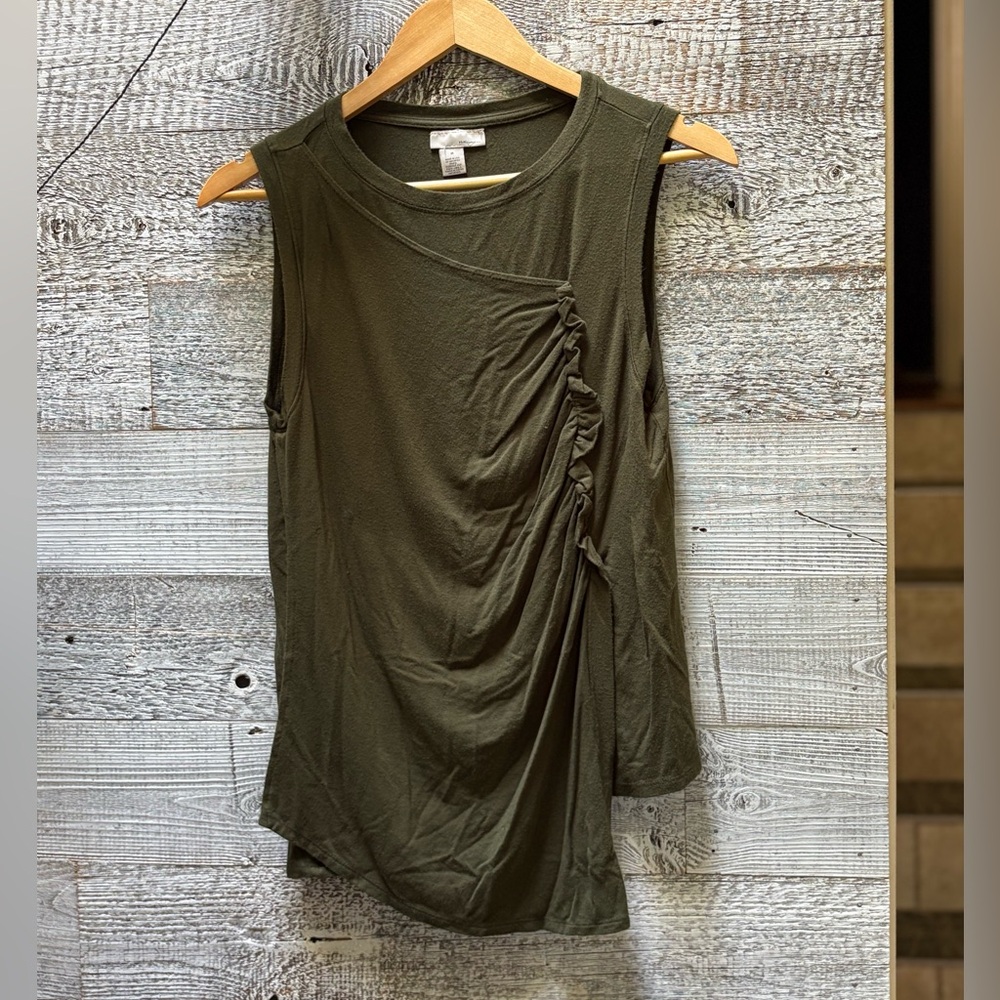 3/$30 | Halogen | Asymmetrical Draped Tank - M, Khaki/Olive Green